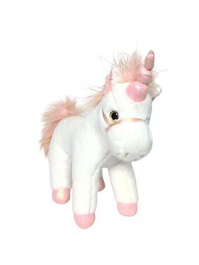 FAO Schwarz White Unicorn Pink Mane Plush 15 Inch
